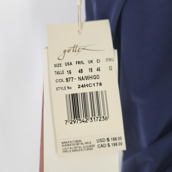 GOTTEX HIGH CLASS V-NECK SURPLICE ONE PIECE SWIMSUIT Sz 16 New - Picture 4 of 8